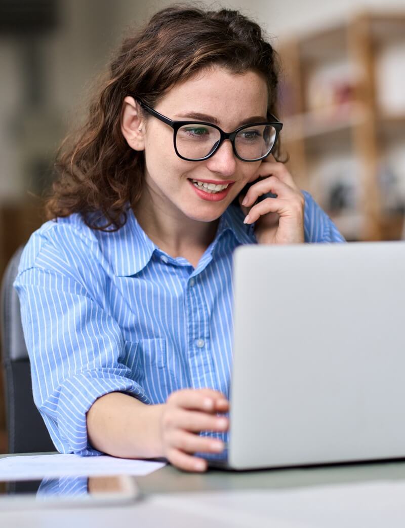 Woman on laptop.